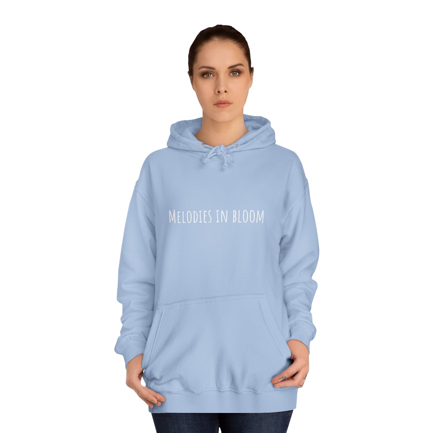 Melodies in Bloom Unisex College Hoodie, Music Lover Gift, Floral Design Sweatshirt, Cozy College Wear, Spring Style Hoody
