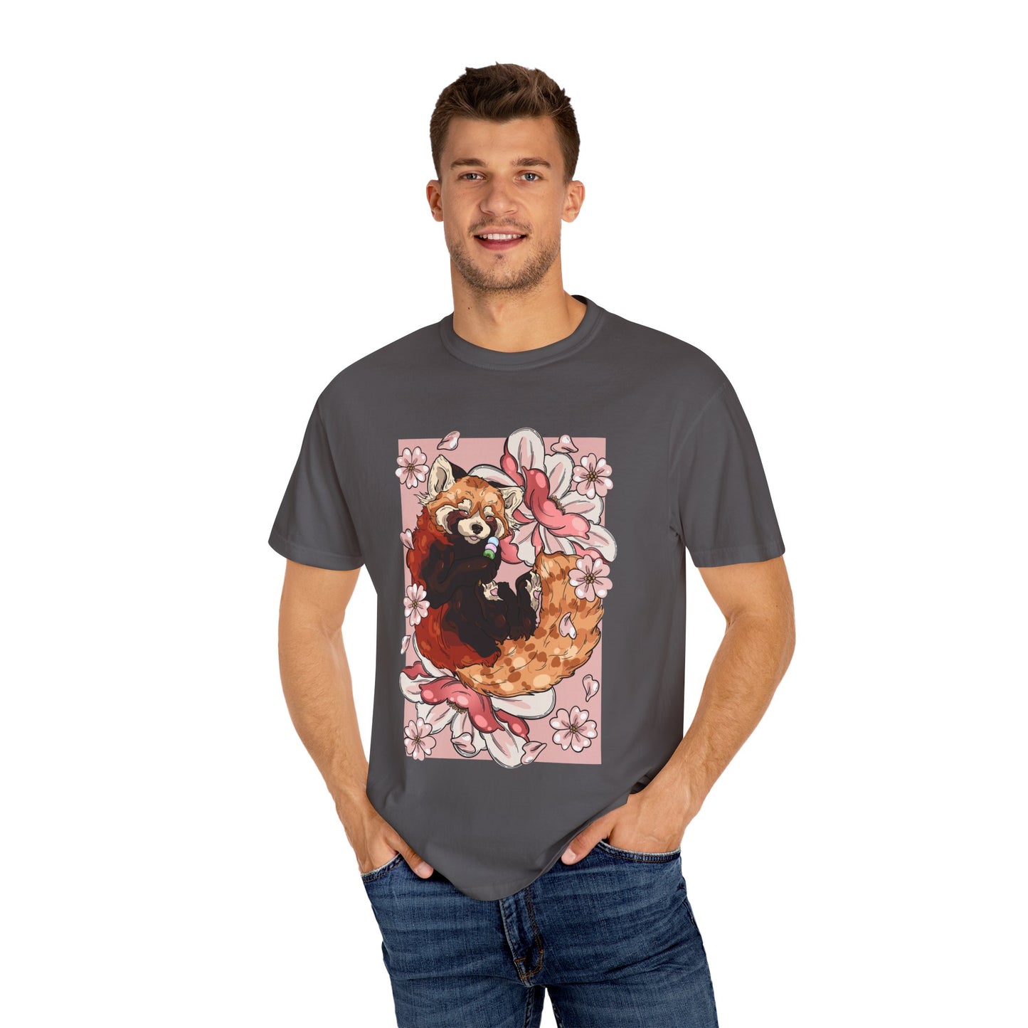Whimsical Red Panda T-Shirt, Cute Graphic Tee, Eco-Friendly Apparel, Gift for Animal Lovers, Perfect for Spring Celebrations