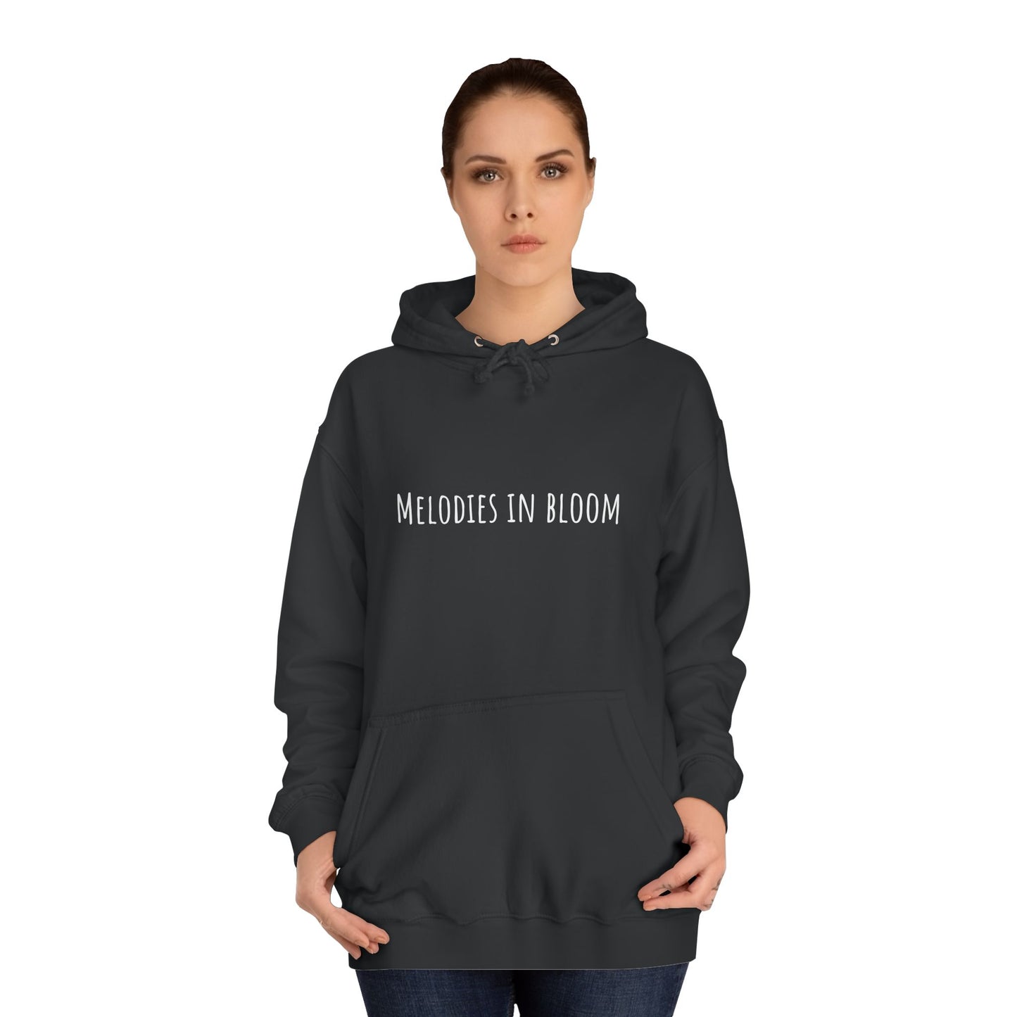 Melodies in Bloom Unisex College Hoodie, Music Lover Gift, Floral Design Sweatshirt, Cozy College Wear, Spring Style Hoody