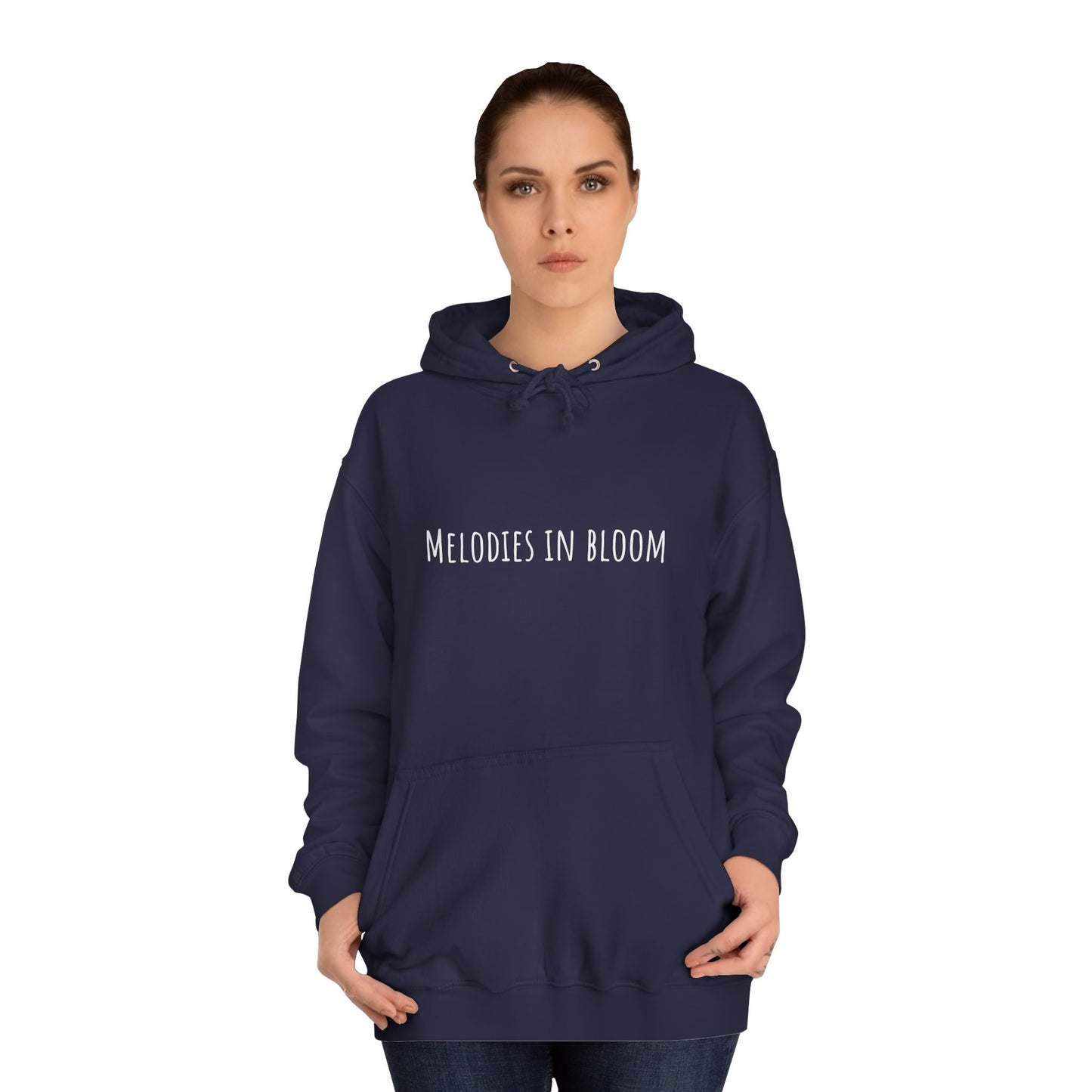 Melodies in Bloom Unisex College Hoodie, Music Lover Gift, Floral Design Sweatshirt, Cozy College Wear, Spring Style Hoody