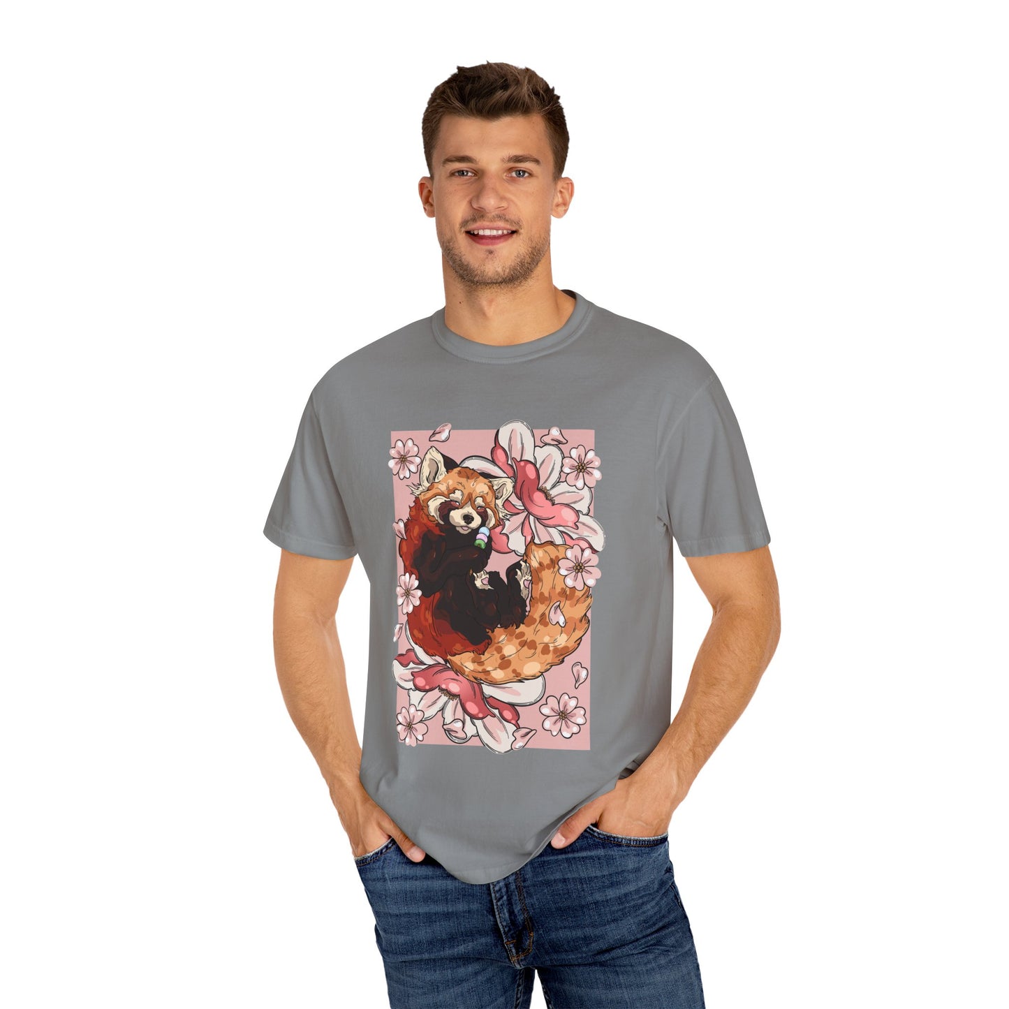 Whimsical Red Panda T-Shirt, Cute Graphic Tee, Eco-Friendly Apparel, Gift for Animal Lovers, Perfect for Spring Celebrations