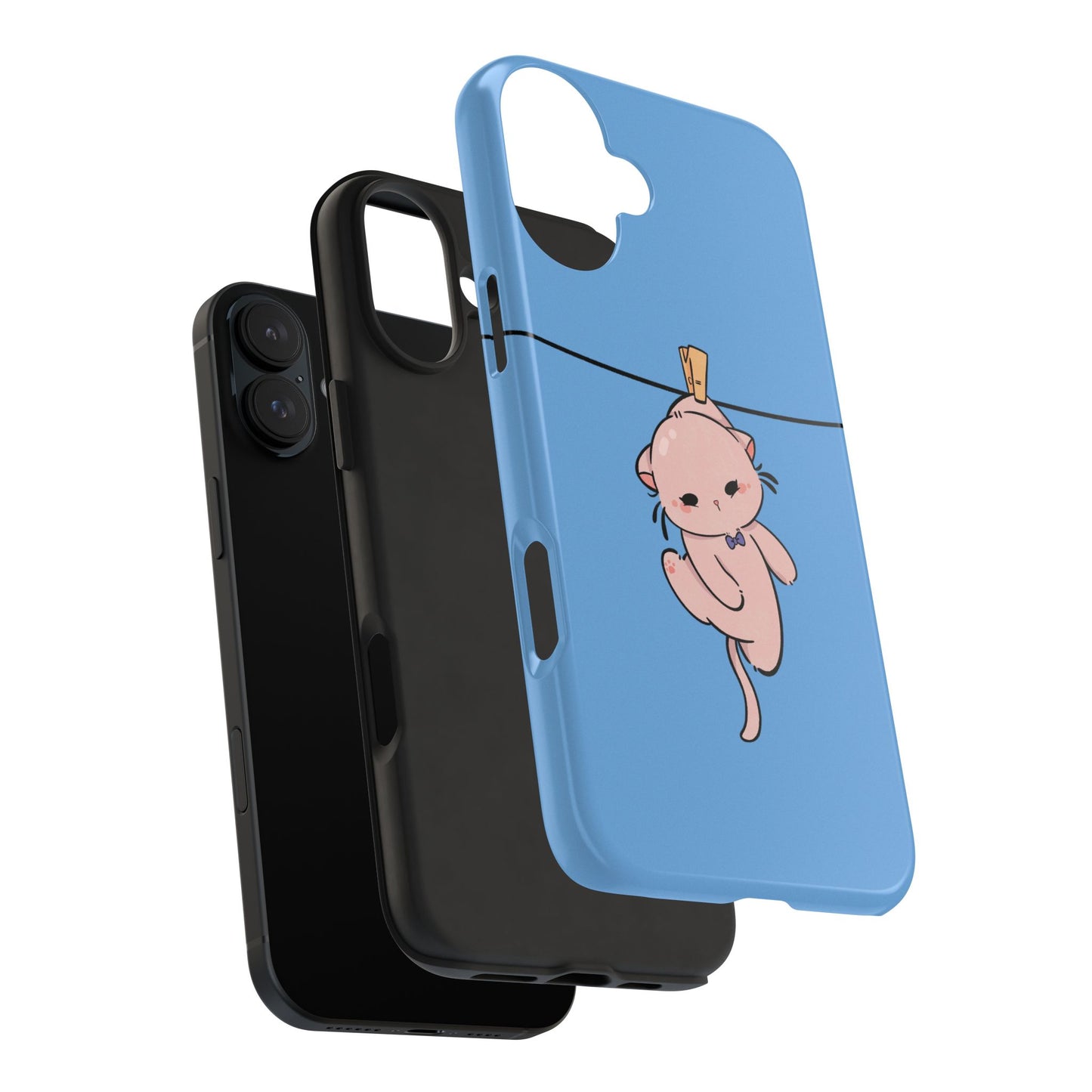 Cute Cat Phone Case: Playful Pet Lover Accessory, Unique Gift, Fun Cat Design, Blue Cat Case for Dog and Cat Owners, Birthday Present