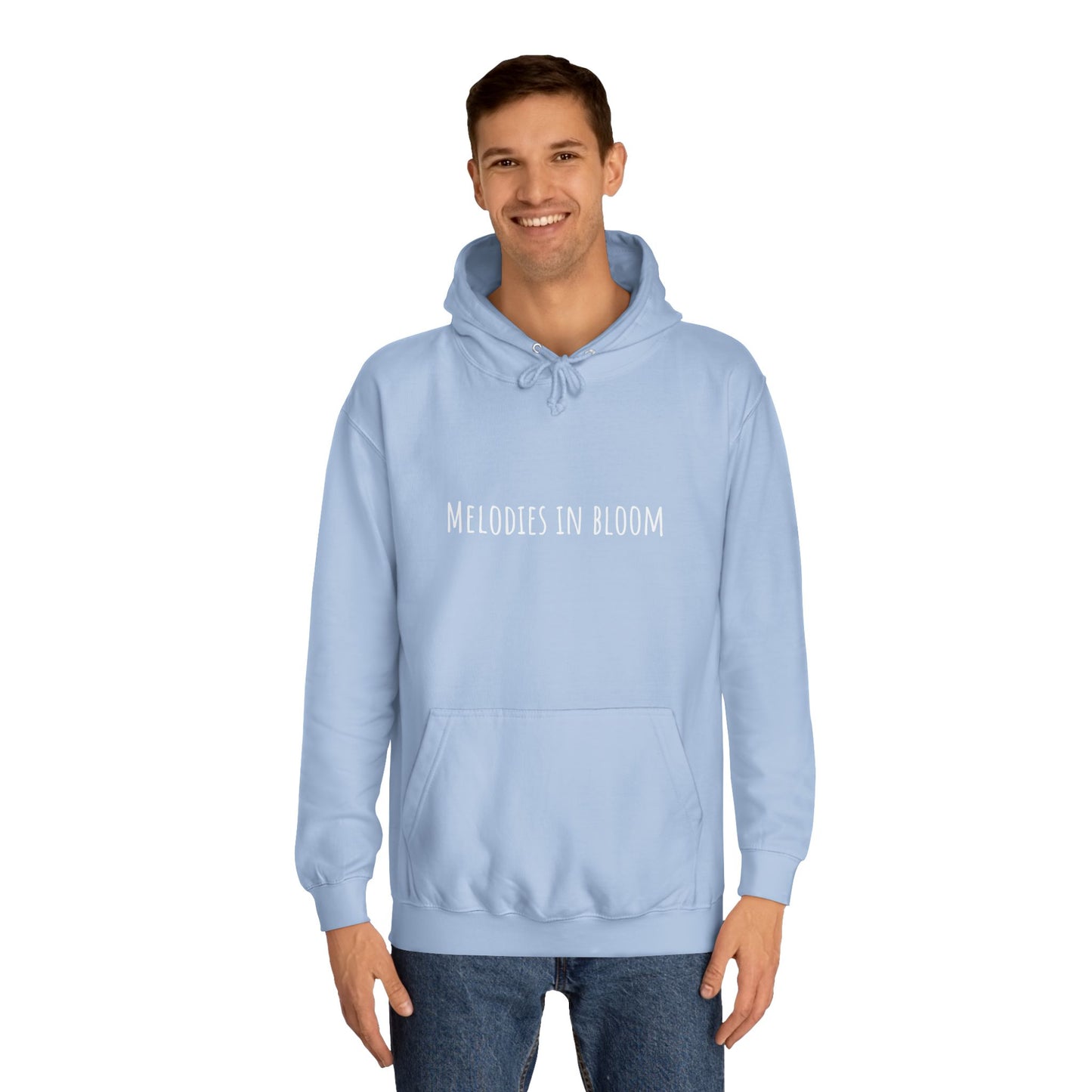 Melodies in Bloom Unisex College Hoodie, Music Lover Gift, Floral Design Sweatshirt, Cozy College Wear, Spring Style Hoody