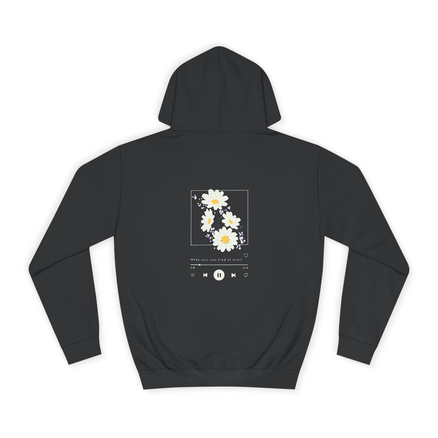 Melodies in Bloom Unisex College Hoodie, Music Lover Gift, Floral Design Sweatshirt, Cozy College Wear, Spring Style Hoody