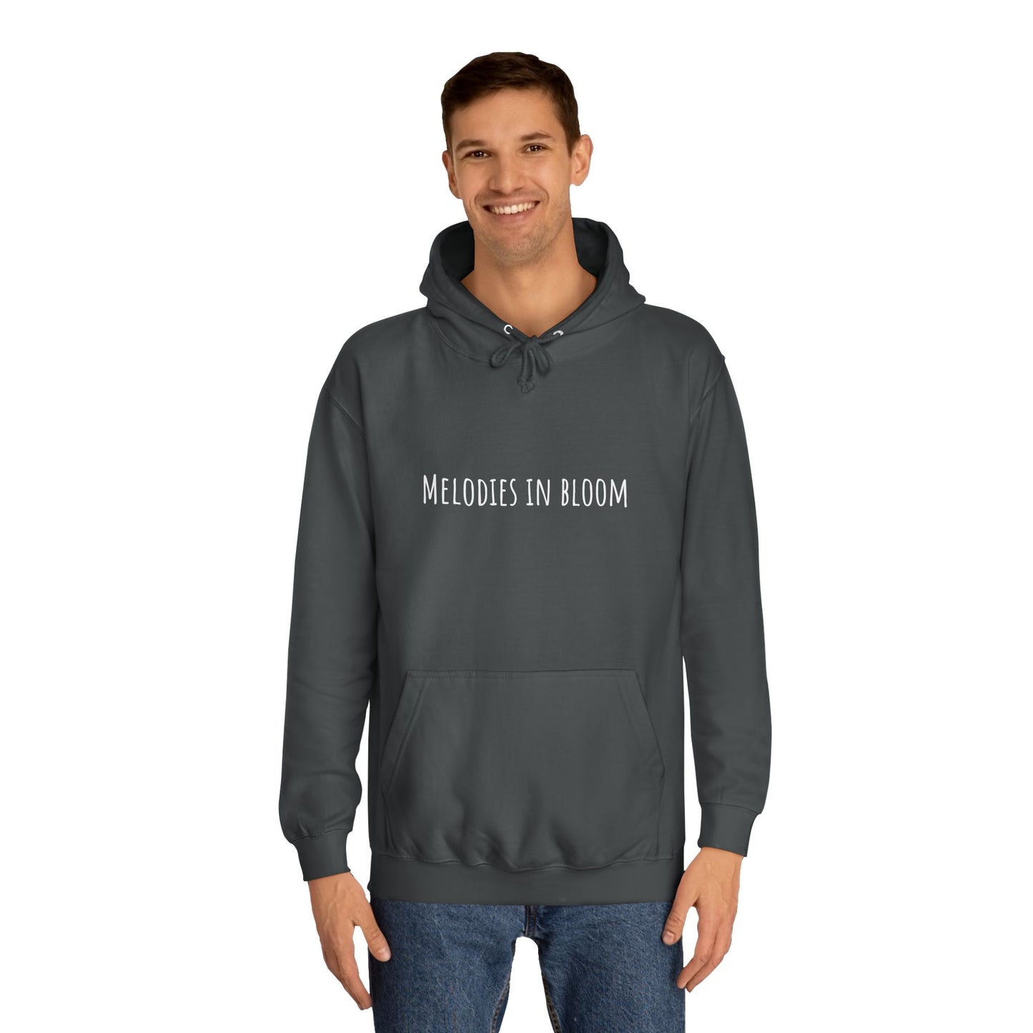 Melodies in Bloom Unisex College Hoodie, Music Lover Gift, Floral Design Sweatshirt, Cozy College Wear, Spring Style Hoody