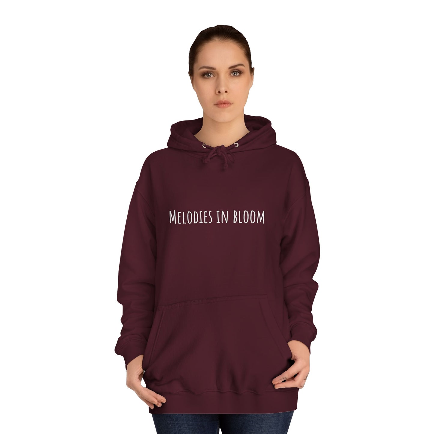 Melodies in Bloom Unisex College Hoodie, Music Lover Gift, Floral Design Sweatshirt, Cozy College Wear, Spring Style Hoody