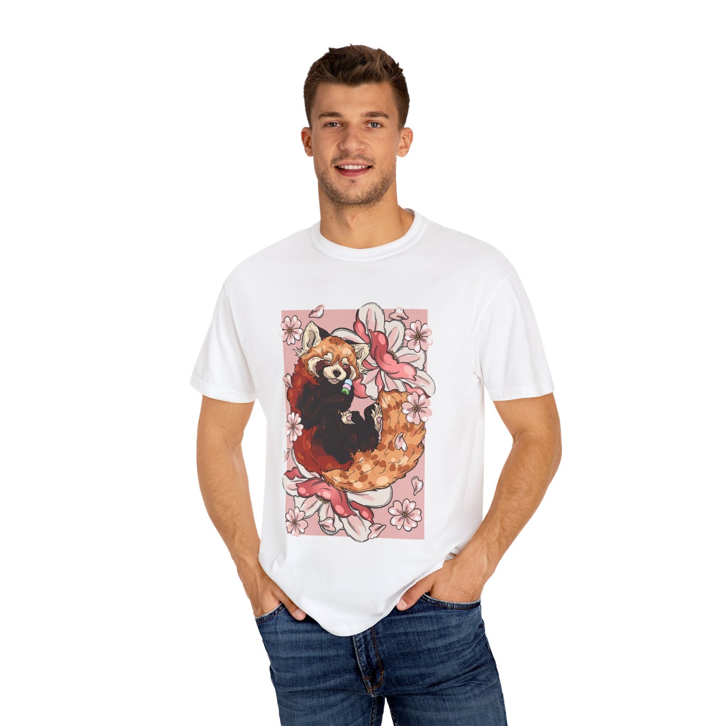 Whimsical Red Panda T-Shirt, Cute Graphic Tee, Eco-Friendly Apparel, Gift for Animal Lovers, Perfect for Spring Celebrations