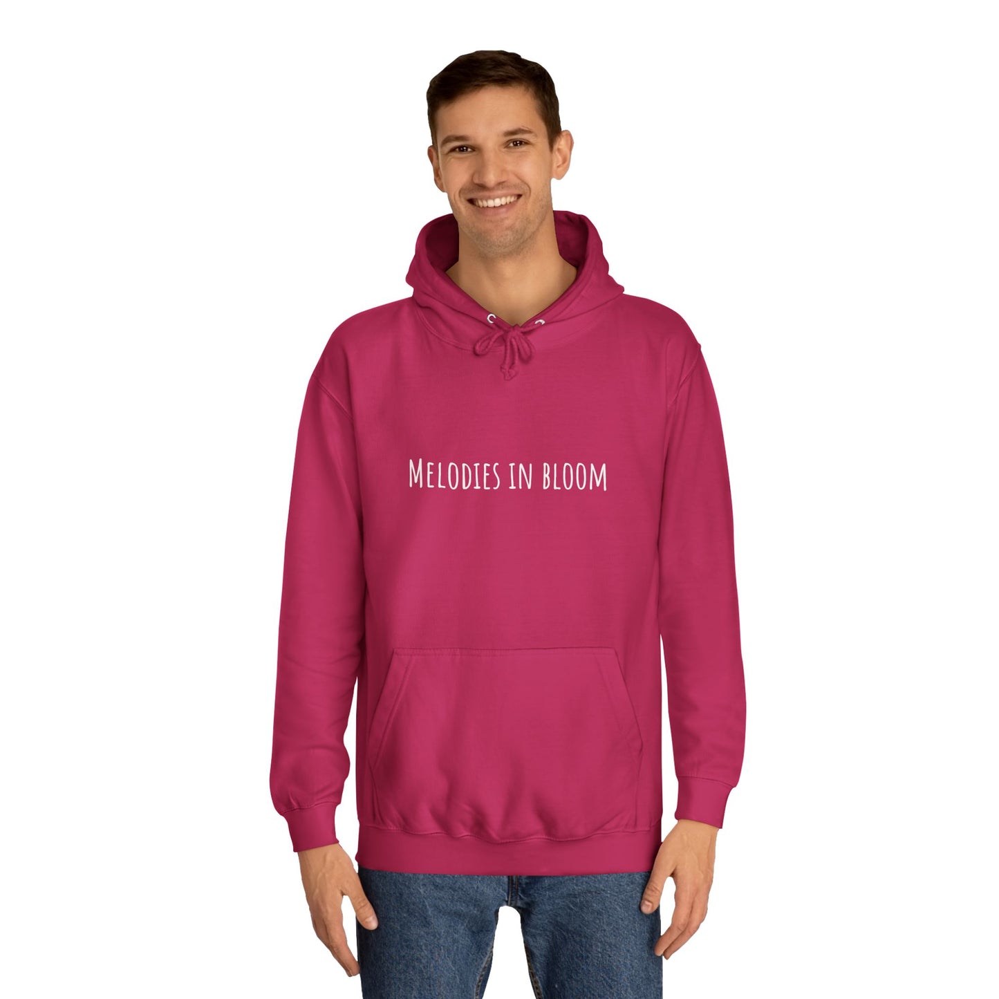 Melodies in Bloom Unisex College Hoodie, Music Lover Gift, Floral Design Sweatshirt, Cozy College Wear, Spring Style Hoody
