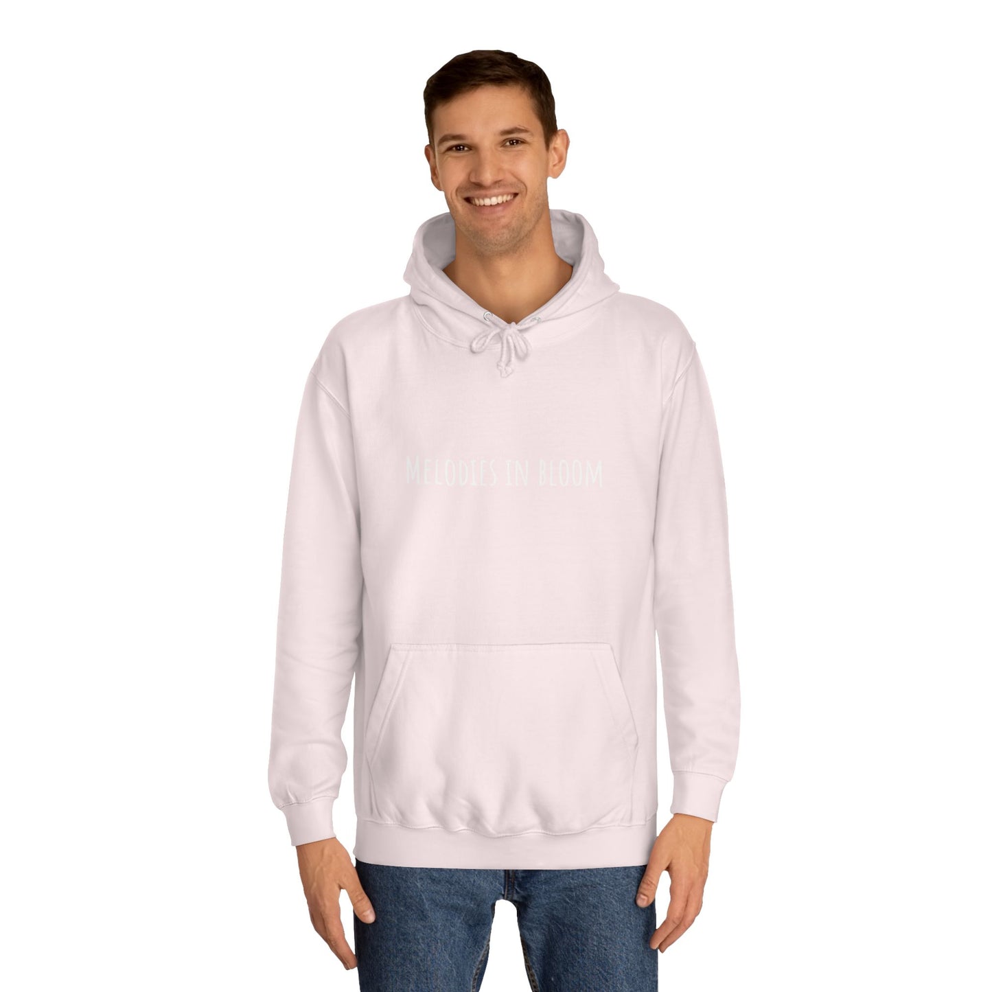 Melodies in Bloom Unisex College Hoodie, Music Lover Gift, Floral Design Sweatshirt, Cozy College Wear, Spring Style Hoody