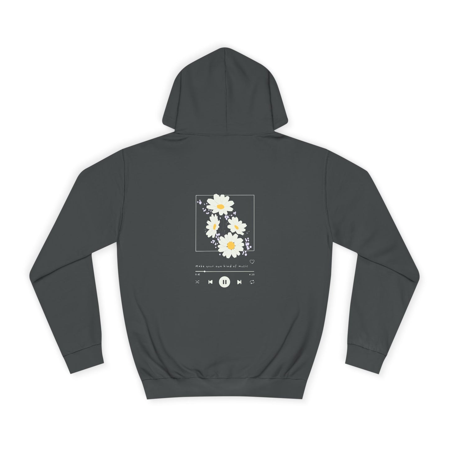 Melodies in Bloom Unisex College Hoodie, Music Lover Gift, Floral Design Sweatshirt, Cozy College Wear, Spring Style Hoody