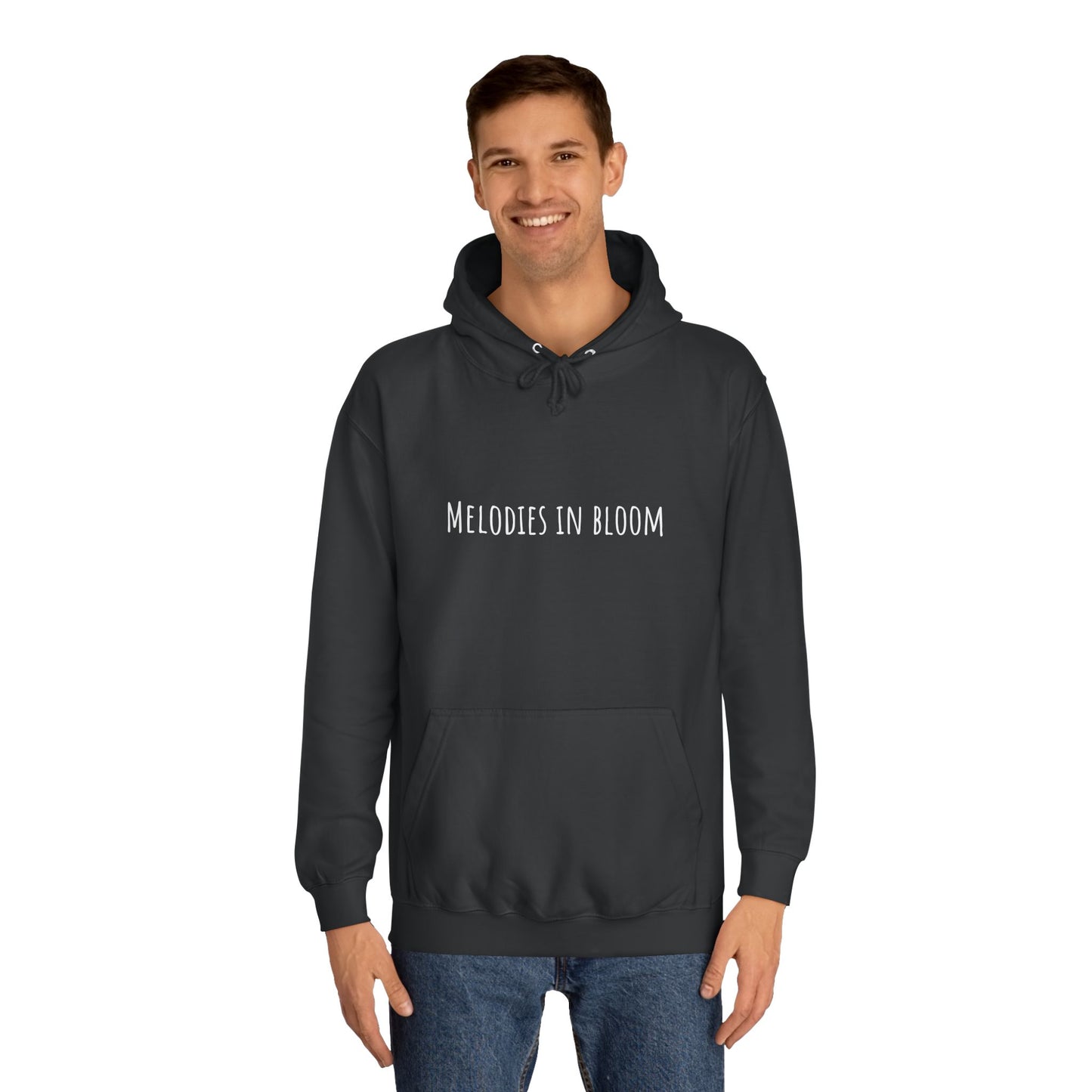 Melodies in Bloom Unisex College Hoodie, Music Lover Gift, Floral Design Sweatshirt, Cozy College Wear, Spring Style Hoody