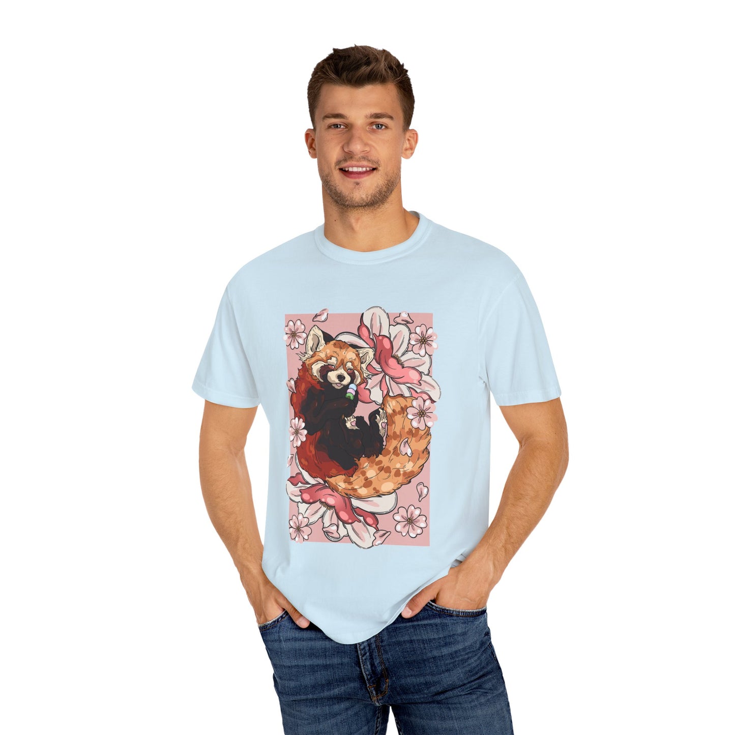 Whimsical Red Panda T-Shirt, Cute Graphic Tee, Eco-Friendly Apparel, Gift for Animal Lovers, Perfect for Spring Celebrations